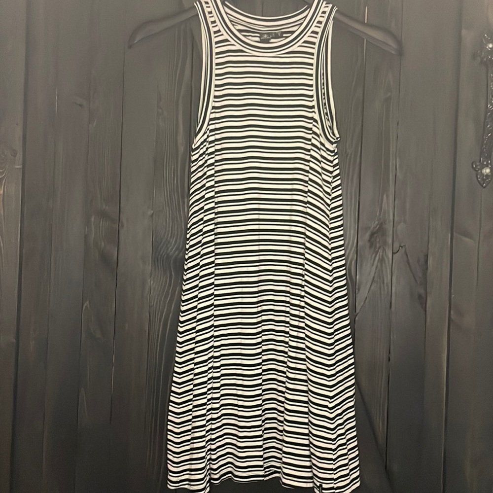 Volcom stone mini A line black and white stripe tank dress soft XS 0/2